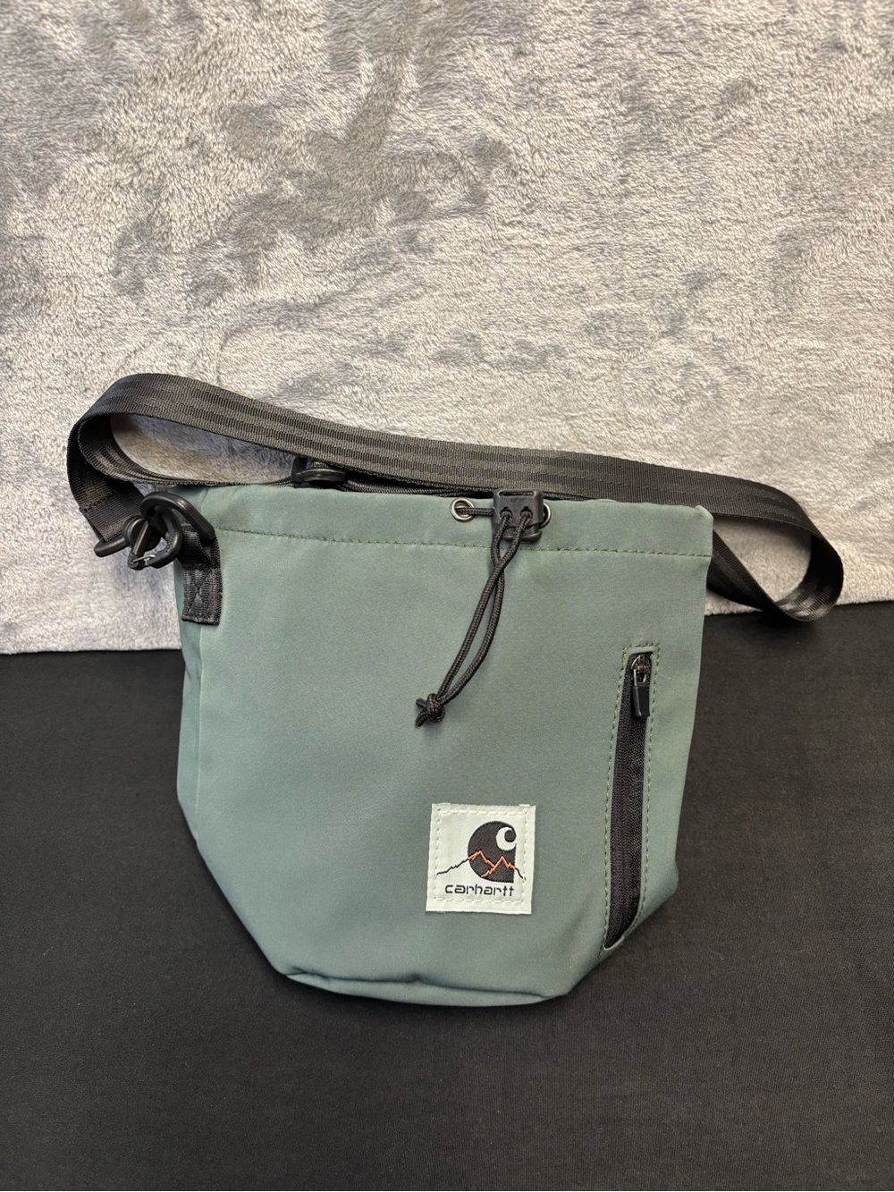 Carhartt Sage Green Crossbody Bag with Black Strap